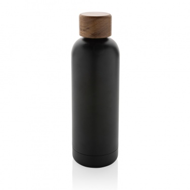 Logotrade business gift image of: Wood RCS certified recycled stainless steel vacuum bottle