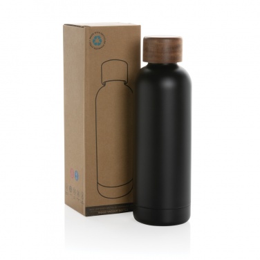 Logo trade promotional merchandise photo of: Wood RCS certified recycled stainless steel vacuum bottle