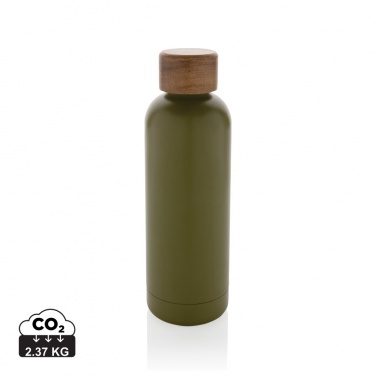 Logo trade promotional items image of: Wood RCS certified recycled stainless steel vacuum bottle