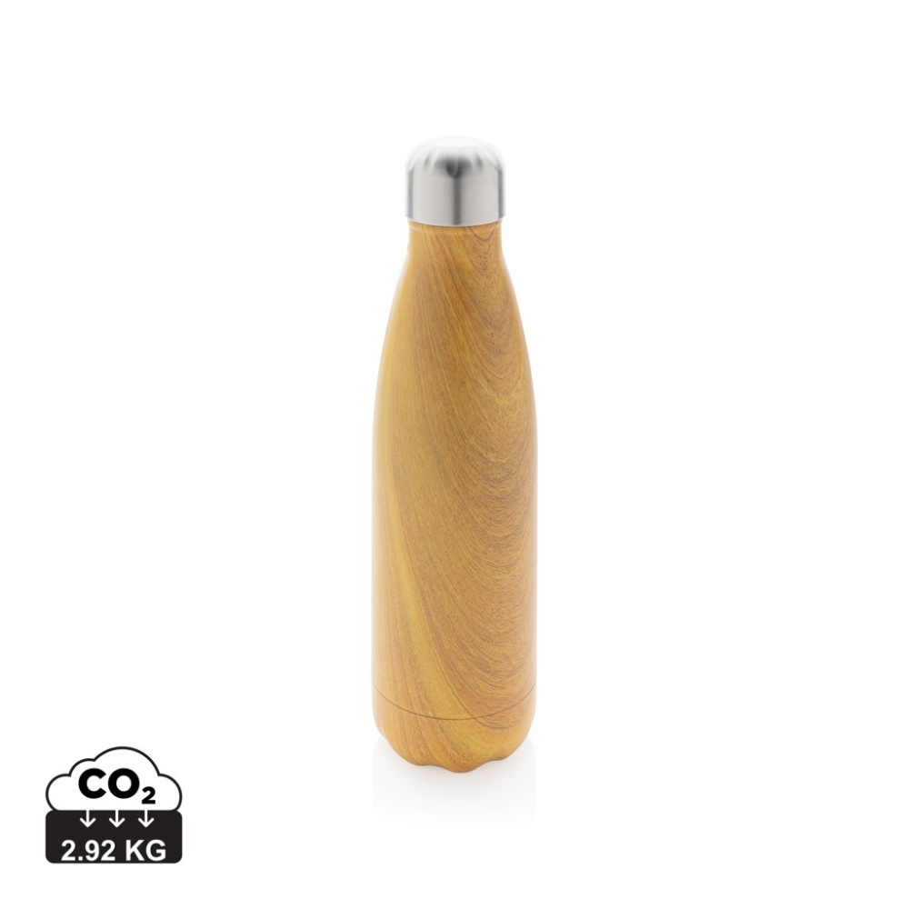 Logo trade advertising products image of: Vacuum insulated stainless steel bottle with wood print