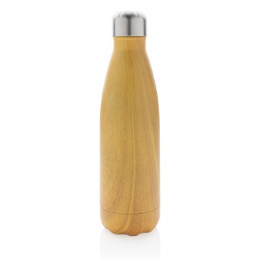 Logo trade promotional merchandise photo of: Vacuum insulated stainless steel bottle with wood print