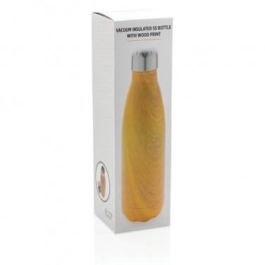 Logotrade promotional merchandise image of: Vacuum insulated stainless steel bottle with wood print