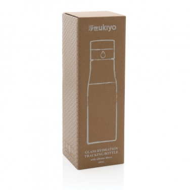 Logotrade corporate gift picture of: Ukiyo glass hydration tracking bottle with sleeve