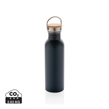 Logo trade business gift photo of: Modern stainless steel bottle with bamboo lid