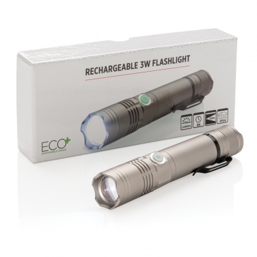 Logo trade promotional giveaway photo of: Rechargeable 3W flashlight