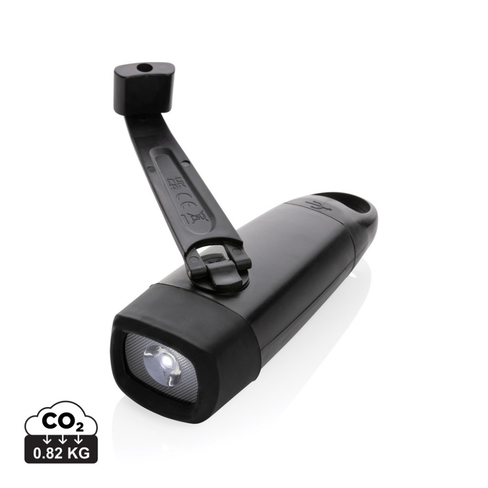 Logo trade advertising products image of: Lightwave RCS rplastic USB-rechargeable torch with crank