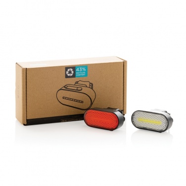 Logo trade promotional giveaway photo of: Lumino RCS recycled plastic USB re-chargeable bike light set