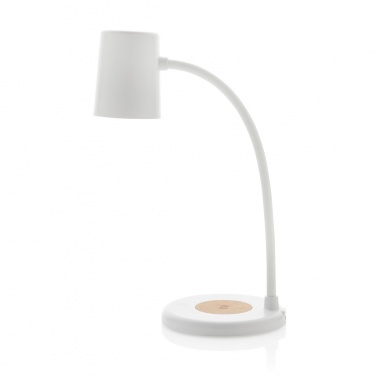 Logotrade promotional products photo of: Zenara RCS recycled plastic and cork 15W wireless desk lamp