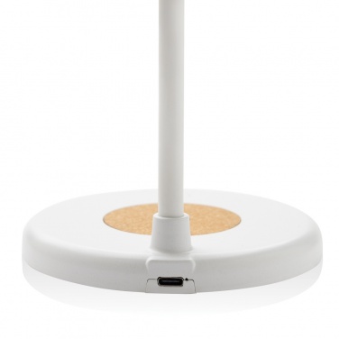Logo trade promotional items image of: Zenara RCS recycled plastic and cork 15W wireless desk lamp