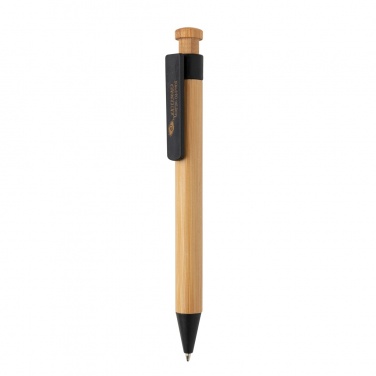 Logo trade promotional gift photo of: Bamboo pen with wheatstraw clip