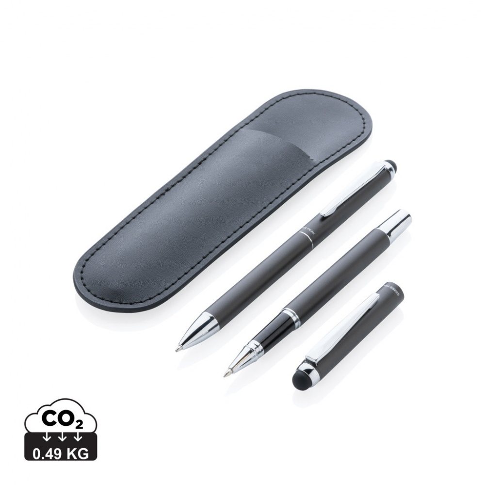 Logo trade promotional gifts image of: Swiss Peak deluxe pen set in PU pouch