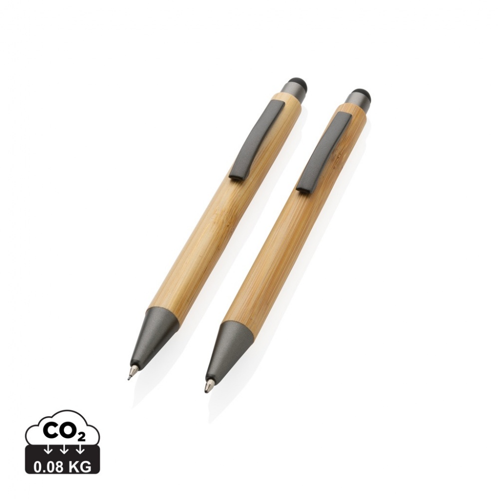 Logo trade promotional gifts image of: Bamboo modern pen set in box
