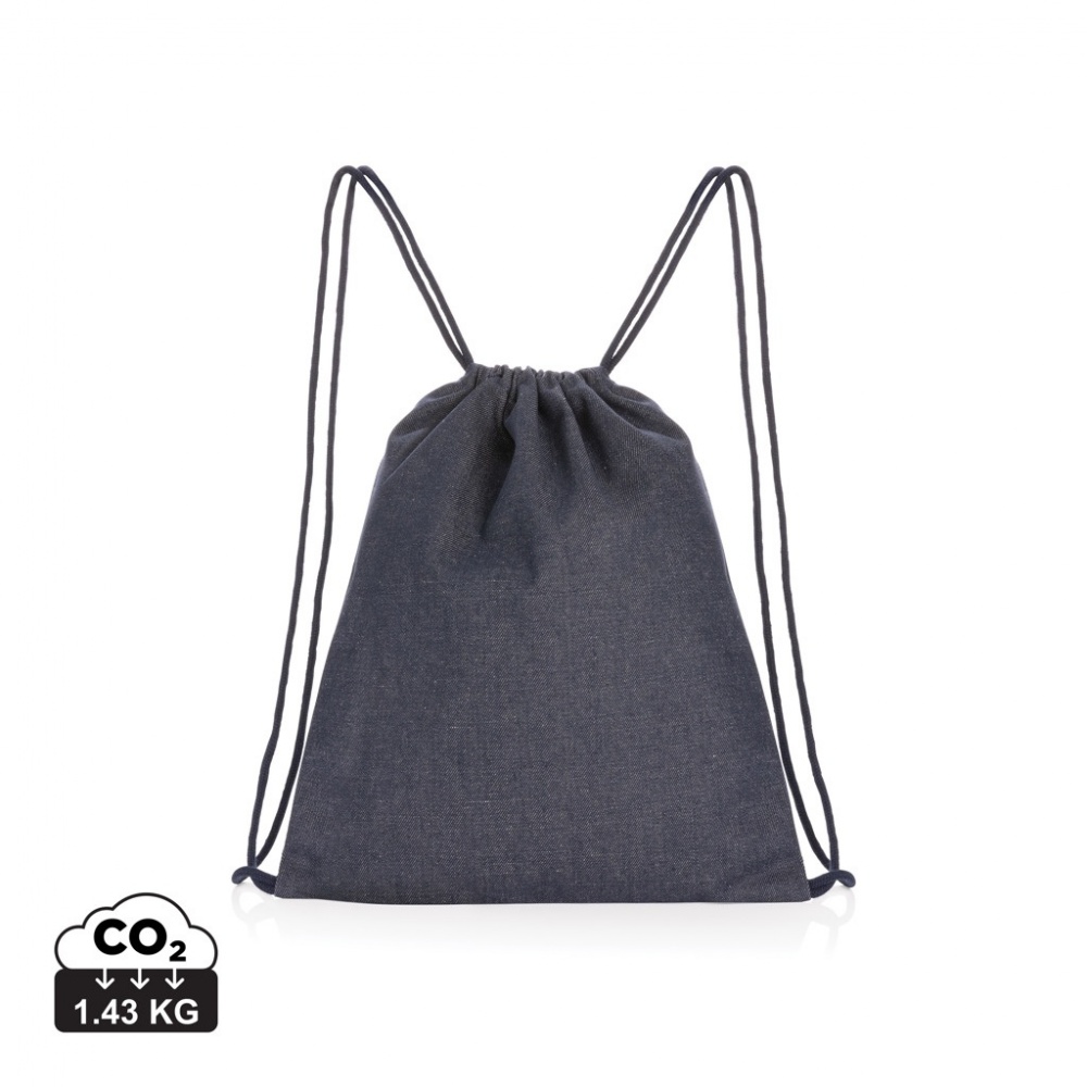 Logotrade promotional product image of: Impact AWARE™ recycled denim drawstring backpack