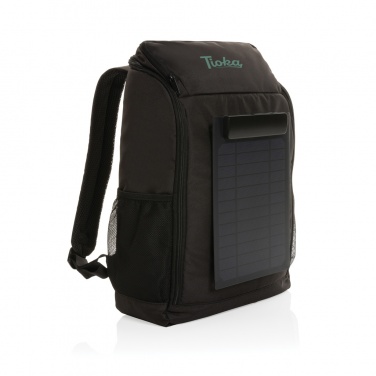Logo trade promotional gift photo of: Pedro AWARE™ RPET deluxe backpack with 5W solar panel