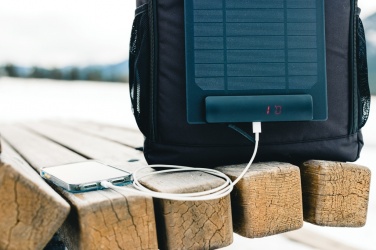 Logo trade promotional products image of: Pedro AWARE™ RPET deluxe backpack with 5W solar panel