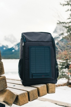 Logo trade corporate gift photo of: Pedro AWARE™ RPET deluxe backpack with 5W solar panel