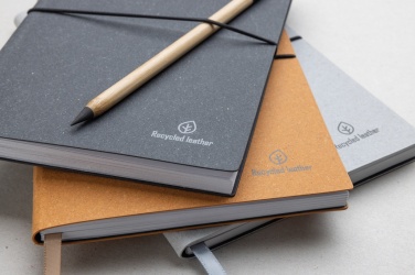 Logo trade promotional giveaways image of: A5 recycled leather notebook