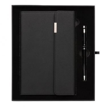 Logo trade promotional giveaway photo of: Swiss Peak deluxe A5 notebook and pen set
