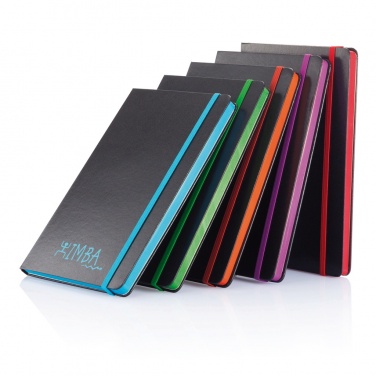 Logo trade promotional gifts picture of: Deluxe hardcover A5 notebook with coloured side
