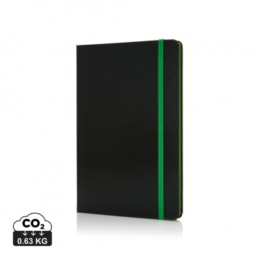 Logo trade advertising products image of: Deluxe hardcover A5 notebook with coloured side