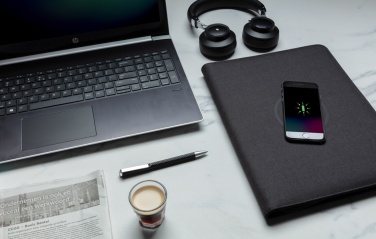Logotrade promotional merchandise photo of: Air 5W wireless charging portfolio A4 w/ 5000 mAh powerbank