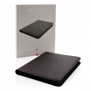 Logotrade promotional product image of: Air 5W wireless charging portfolio A4 w/ 5000 mAh powerbank