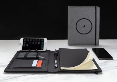 Logo trade promotional gifts image of: Air 5W wireless charging notebook with 5000mAh powerbank