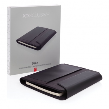 Logo trade promotional gift photo of: Fiko wireless charging A5 portfolio with powerbank