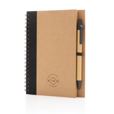 Logo trade business gifts image of: Kraft spiral notebook with pen