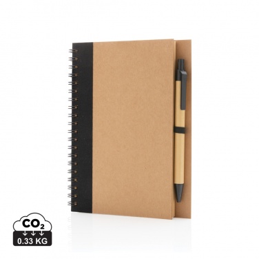 Logo trade promotional merchandise image of: Kraft spiral notebook with pen