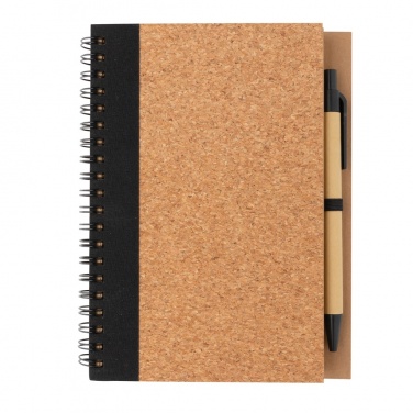 Logo trade promotional gifts image of: Cork spiral notebook with pen