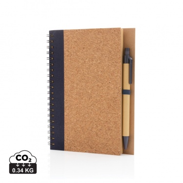 Logo trade promotional gifts picture of: Cork spiral notebook with pen