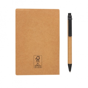 Logo trade promotional products picture of: Kraft sticky notes A6 booklet with pen