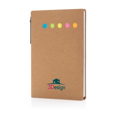 Logo trade advertising products picture of: Kraft sticky notes A6 booklet with pen