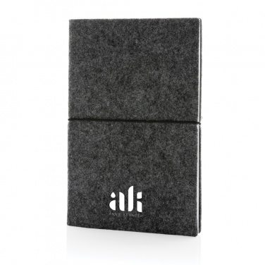 Logotrade advertising products photo of: GRS certified recycled felt A5 softcover notebook