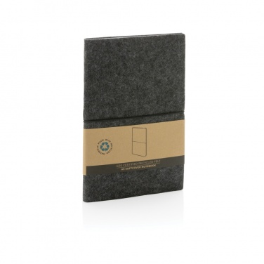 Logo trade promotional giveaways picture of: GRS certified recycled felt A5 softcover notebook