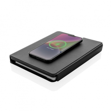 Logotrade promotional products photo of: Swiss Peak RCS rePU notebook with 2-in-1 wireless charger