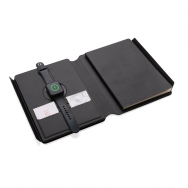 Logo trade promotional gifts picture of: Swiss Peak RCS rePU notebook with 2-in-1 wireless charger
