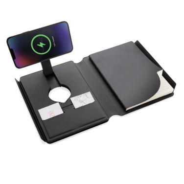 Logo trade advertising product photo of: Swiss Peak RCS rePU notebook with 2-in-1 wireless charger