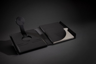 Logo trade promotional giveaways image of: Swiss Peak RCS rePU notebook with 2-in-1 wireless charger