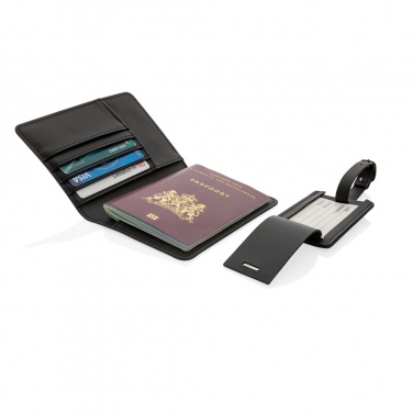 Logo trade promotional giveaways picture of: Swiss Peak GRS recycled PU travel gift set