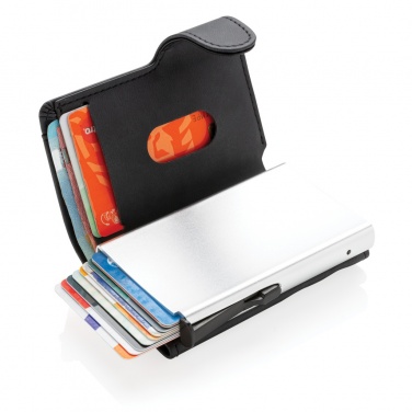 Logo trade promotional giveaways image of: Standard aluminium RFID cardholder with PU wallet