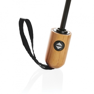 Logo trade advertising products image of: 21" Impact AWARE™ RPET 190T bamboo auto open/close umbrella