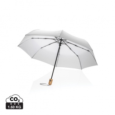 Logotrade corporate gift picture of: 21" Impact AWARE™ RPET 190T bamboo auto open/close umbrella