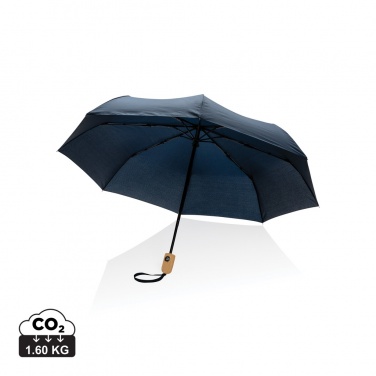 Logotrade corporate gift image of: 21" Impact AWARE™ RPET 190T bamboo auto open/close umbrella