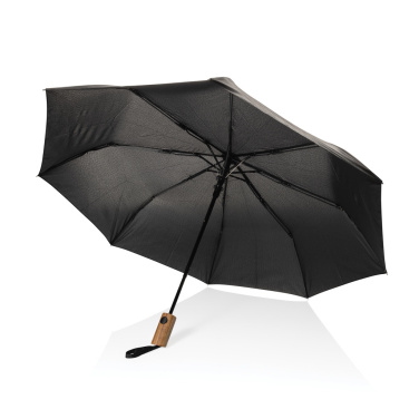 Logotrade promotional giveaway picture of: Kaycey 21" AWARE™ RPET Acacia wood mini auto open umbrella