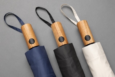 Logotrade advertising product image of: Kaycey 21" AWARE™ RPET Acacia wood mini auto open umbrella