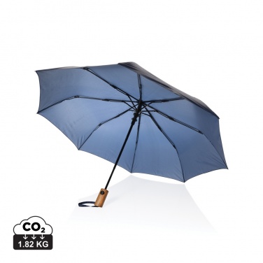 Logotrade promotional gift image of: Kaycey 21" AWARE™ RPET Acacia wood mini auto open umbrella