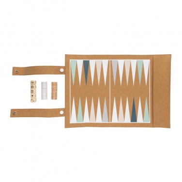 Logo trade business gifts image of: Britton cork foldable backgammon and checkers game set