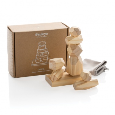 Logo trade promotional merchandise image of: Ukiyo Crios wooden balancing rocks in pouch